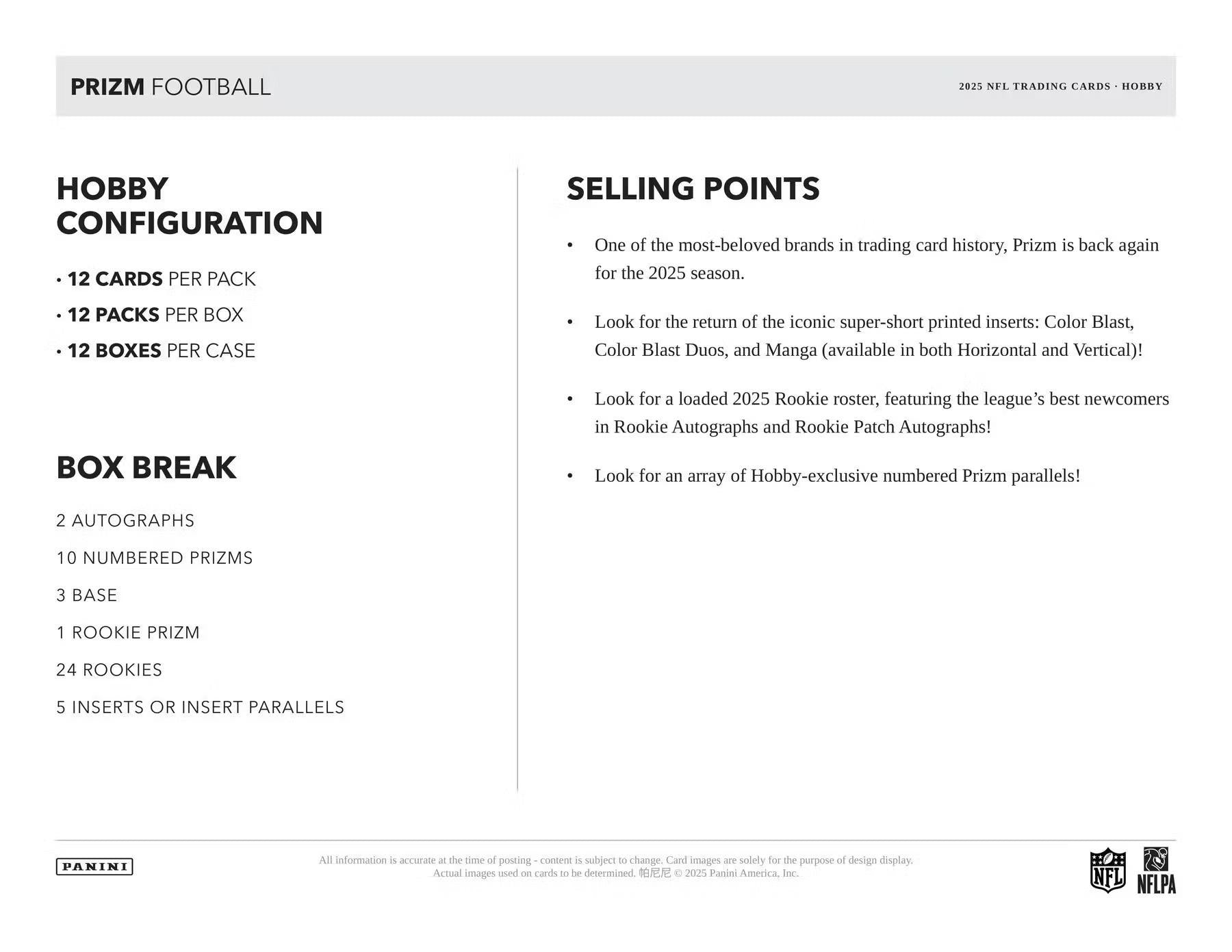 2025 Panini Prizm Football Hobby Box